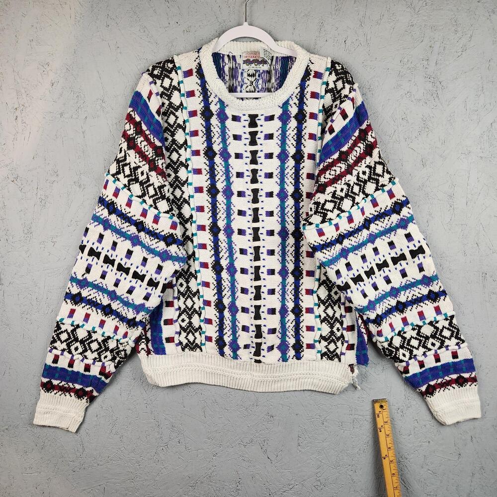 Vintage Custom Club International Sweater Mens XL Geometric Abstract Pullover